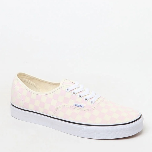 chalk pink checkered vans